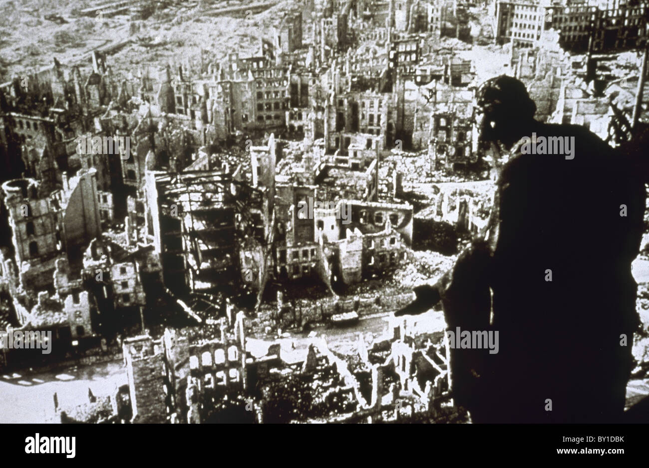 Dem zweiten Weltkrieg. Dresden, die durch Bombenangriffe zerstört. Stockfoto