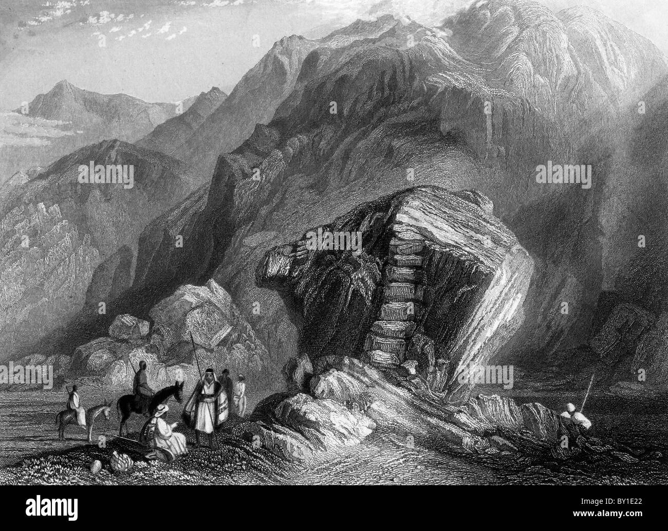 Die Sinai-Wüste; Von Landschaft Illustrationen aus der Bibel des 19. Jahrhunderts schwarz und weiß-Abbildung; Stockfoto