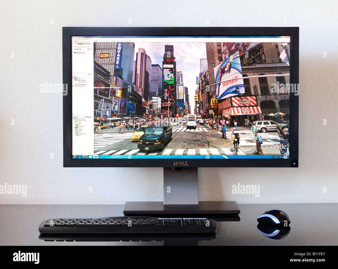 Google Earth Street View-Bild des Times Square in New York. Stockfoto