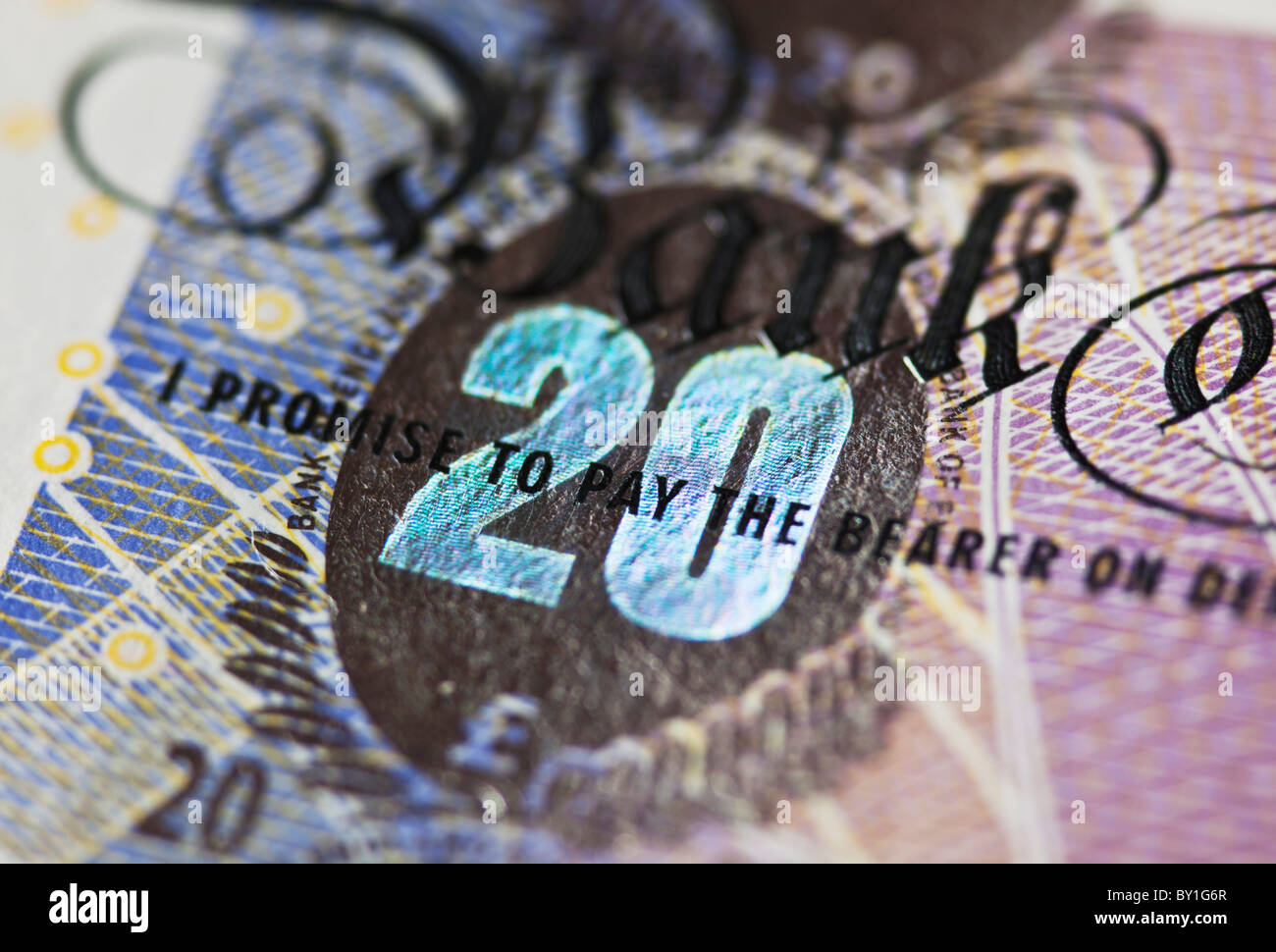 Zwanzig Pfund-Banknote Stockfoto
