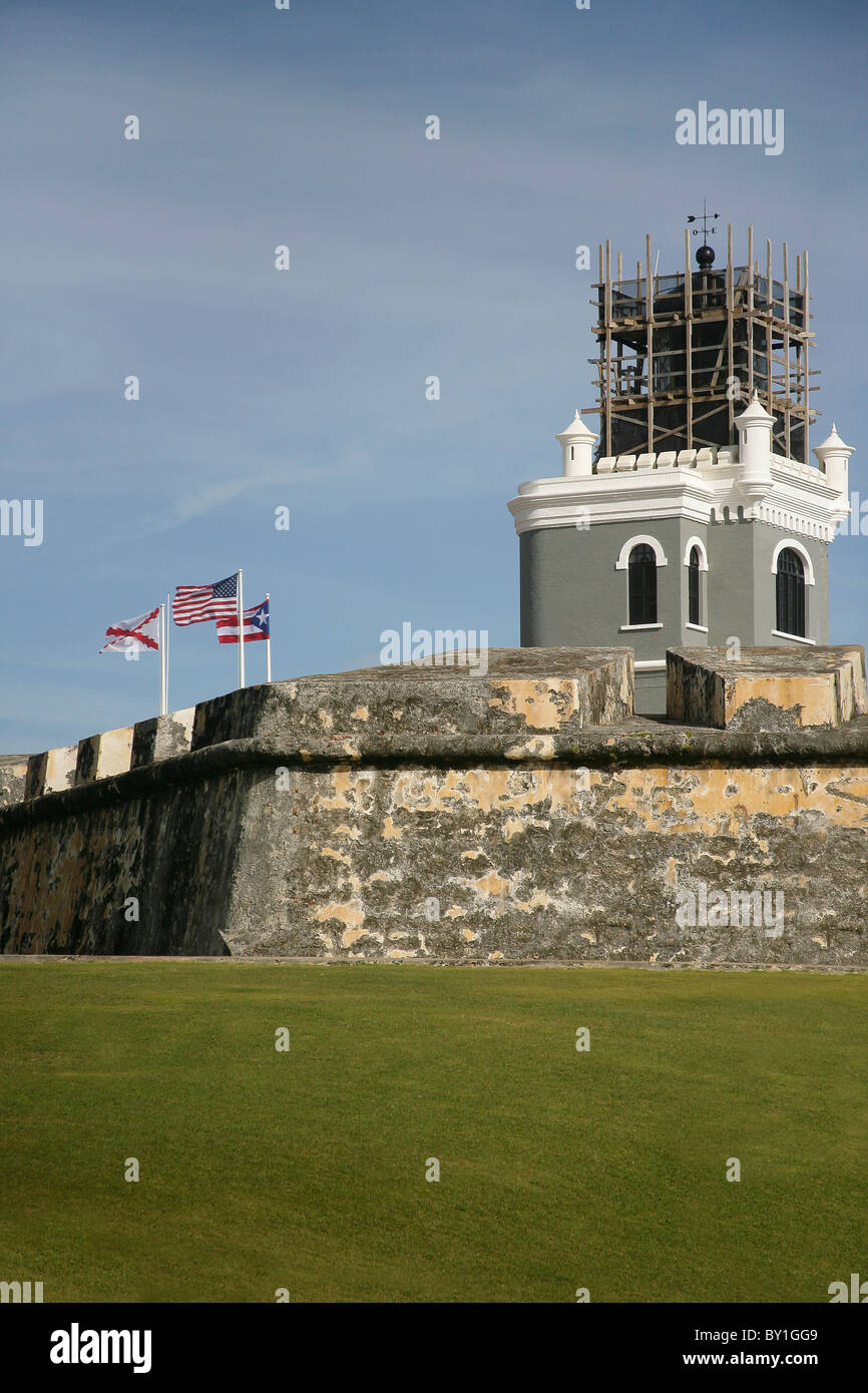 Restaurierung des Castillo De San Cristobal Leuchtturms in San Juan Puerto Rico Stockfoto