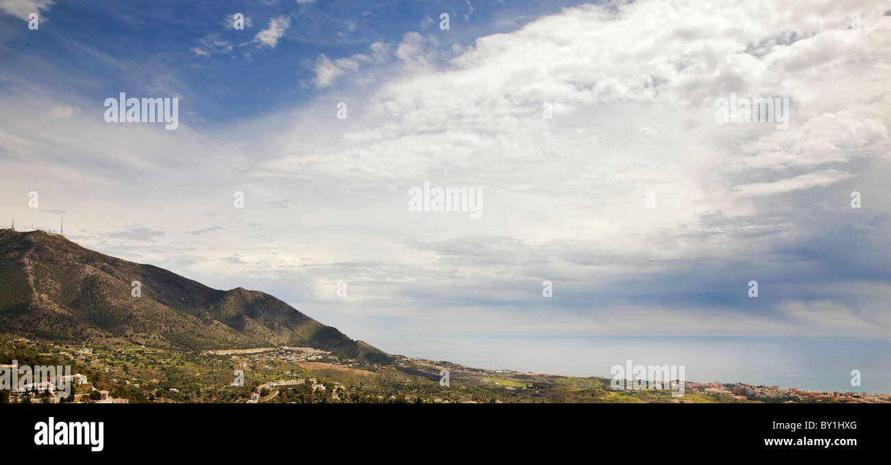 Ein Blick von der Ortschaft Mijas, Südspanien Stockfoto