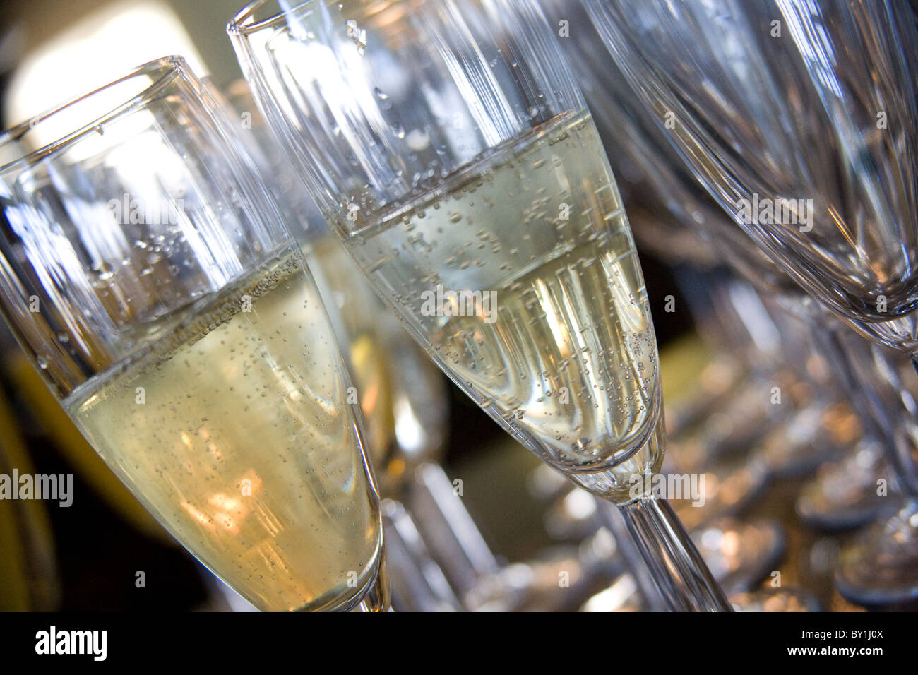 Champagne Flute Gläser Stockfoto