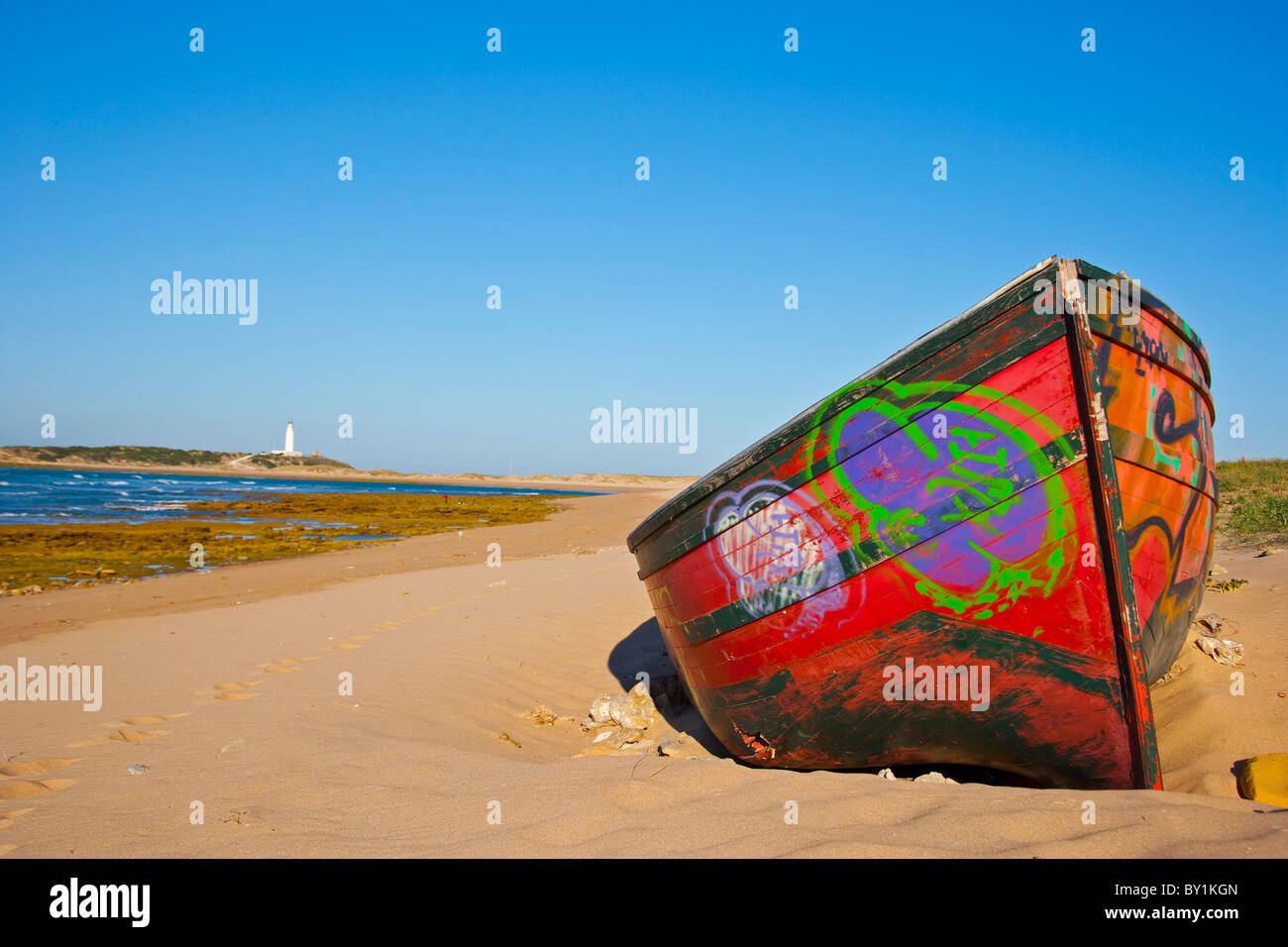 Am Strand Los Ca os de Meca, Cádiz, Andalusien, Spanien Stockfoto