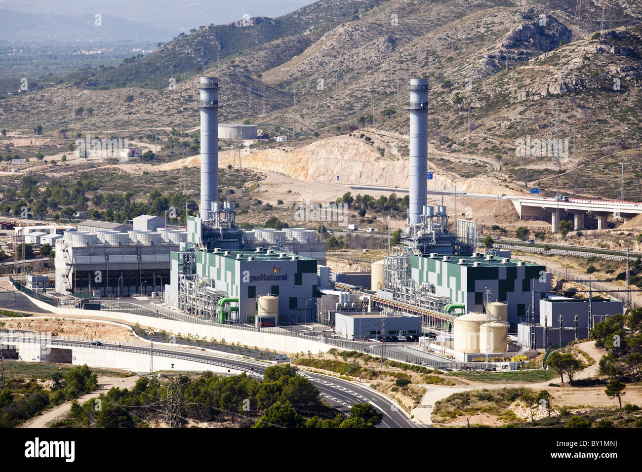 Gas natural Kombikraftwerk in Vandellos Stockfoto