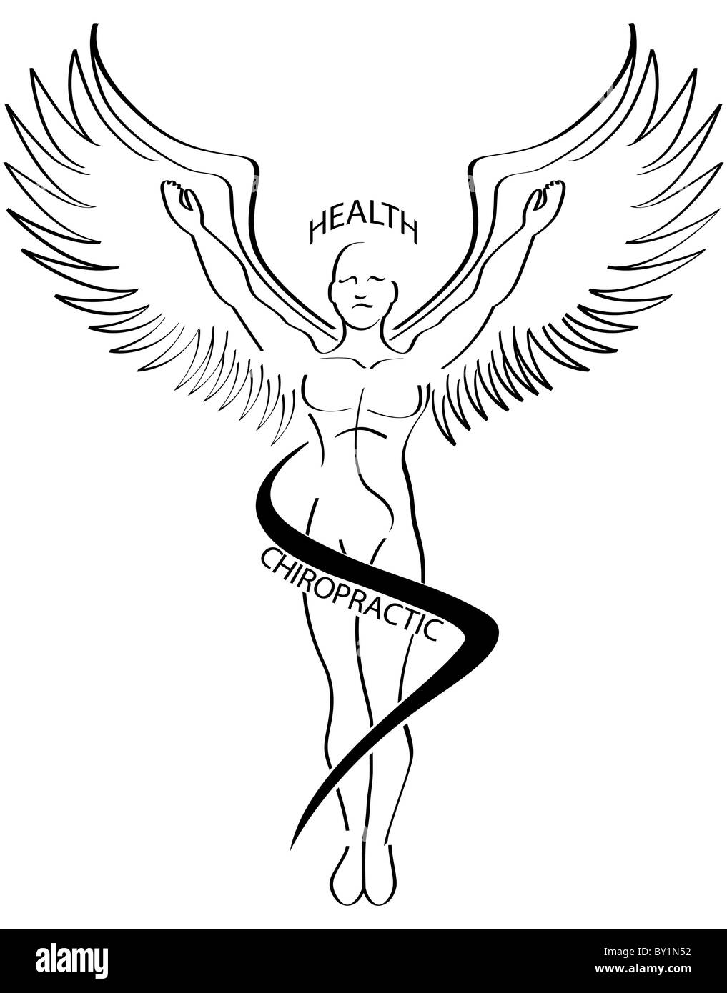 Ein Pinsel Linie Bild eines Chiropraktik-Symbols. Stockfoto