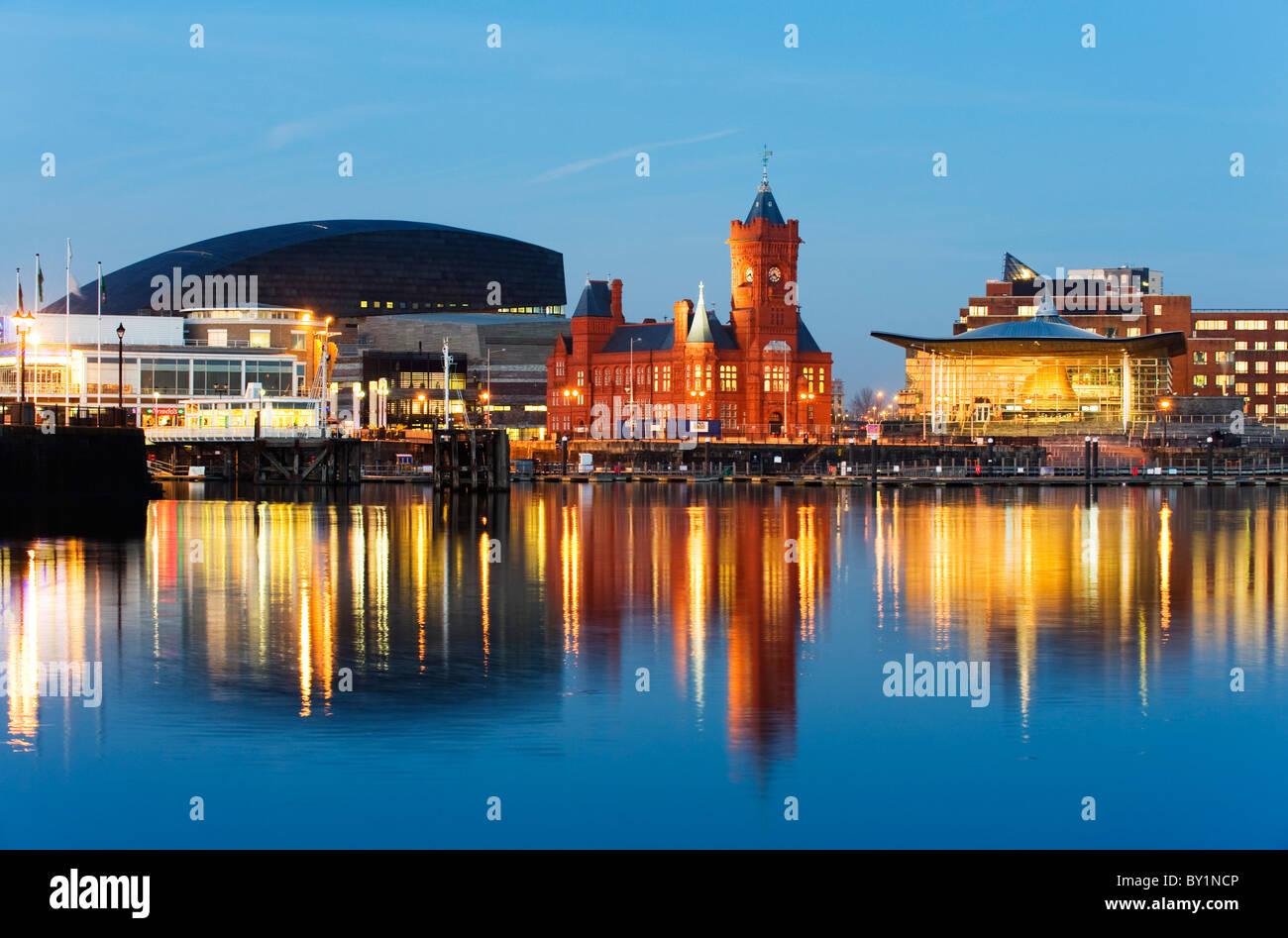 Europa, UK, Vereinigtes Königreich, Wales, Cardiff, Cardiff Bay, Millenium Centre, Pier Head Welsh Assembly Building, Norwegisch Stockfoto