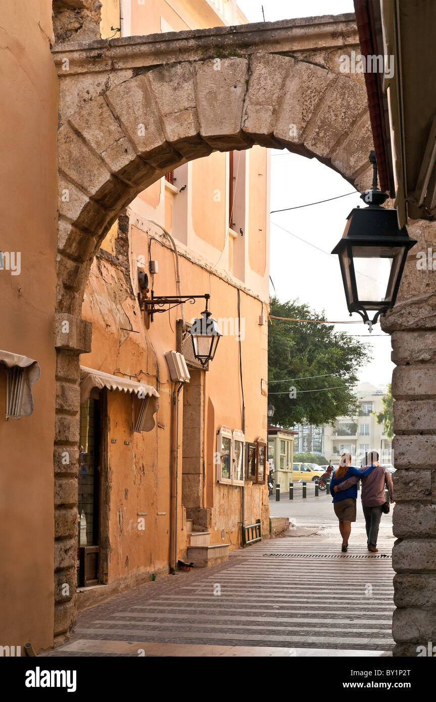 Die Porta Guora, das letzte erhaltene Stadttor der alten Stadtmauer von Rethymno. Rethymnon, Kreta, Griechenland. Stockfoto