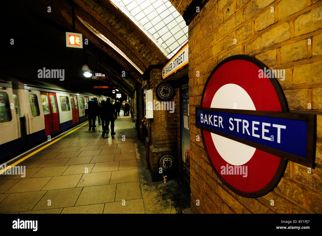 Baker Street U-Bahn Station Circle Line Plattform, London, England, UK Stockfoto