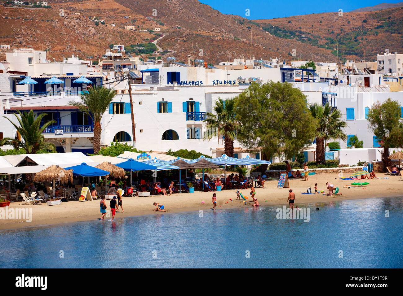 Stadt Saint Georges Beach Naxos (Chora). Griechischen Kykladen Griechenland Stockfoto