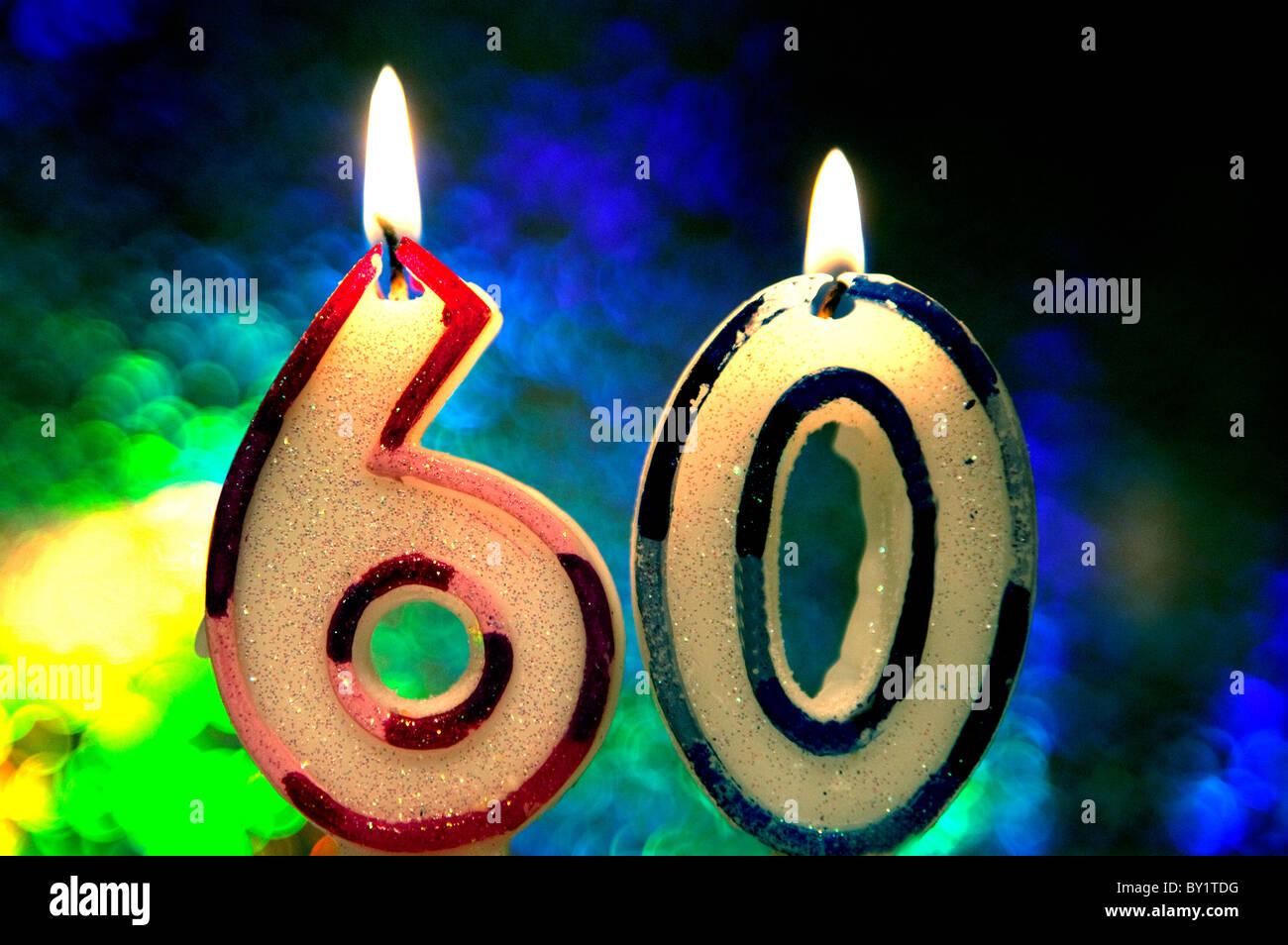 60. Geburtstagskerzen, London Stockfoto