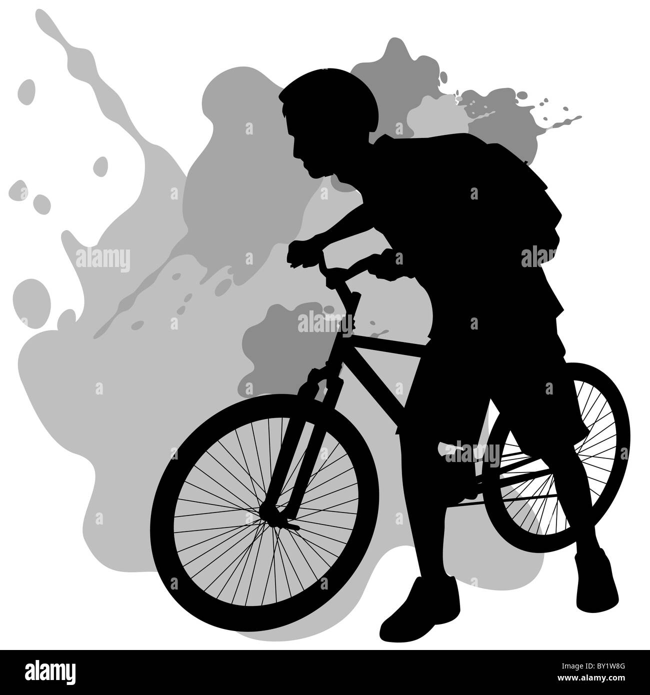 Ein Bild eines Teenagers mit dem Fahrrad. Stockfoto