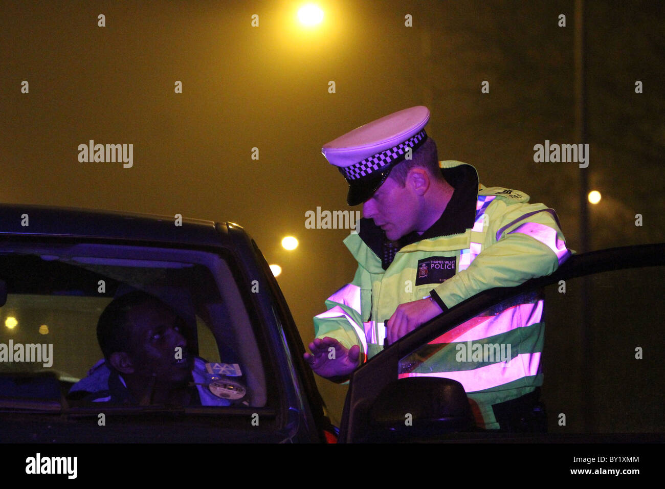 Weihnachten Getränk Laufwerk Initiative durch die Thames Valley Police in Stadt von Milton Keynes, England, Großbritannien. Stockfoto