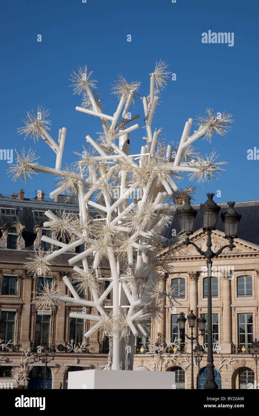 Vendome Platz dekoriert für Weihnachten in Paris, Frankreich Stockfoto