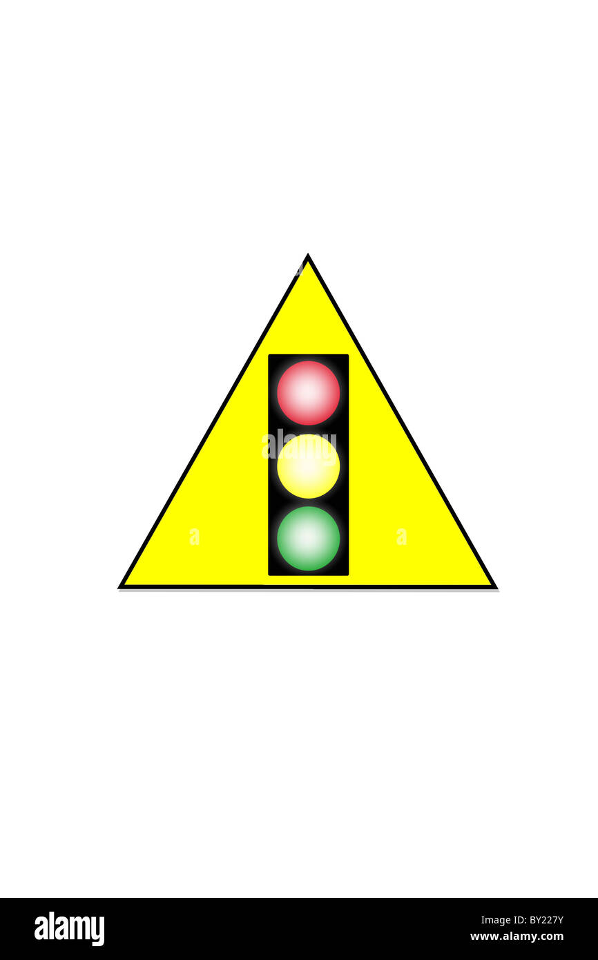 Verkehr zu unterzeichnen isolierten auf gelben Hintergrund Stockfoto