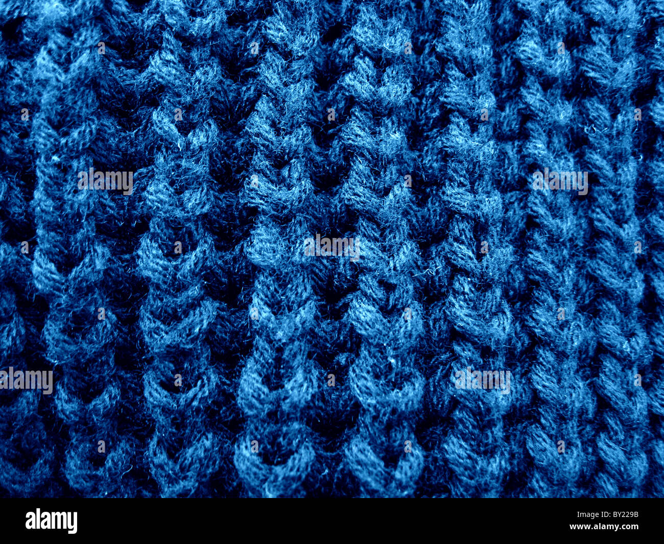 Textur des blauen Pullover Hintergrund Stockfoto