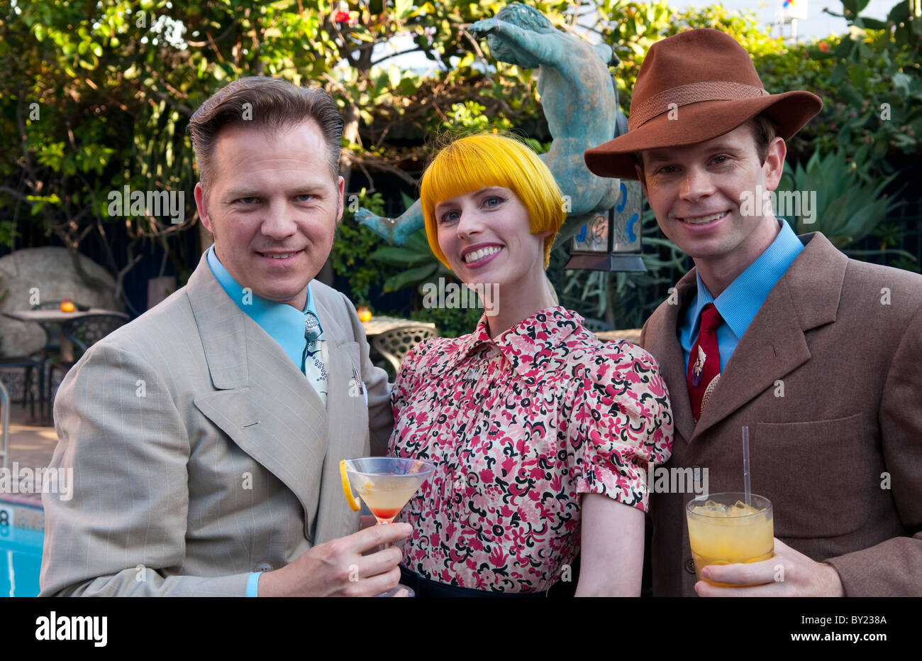 Akteure in der 1930er Jahre Vintage Clothing auf Party in Los Angeles-Hollywood-Party in Kalifornien Stockfoto
