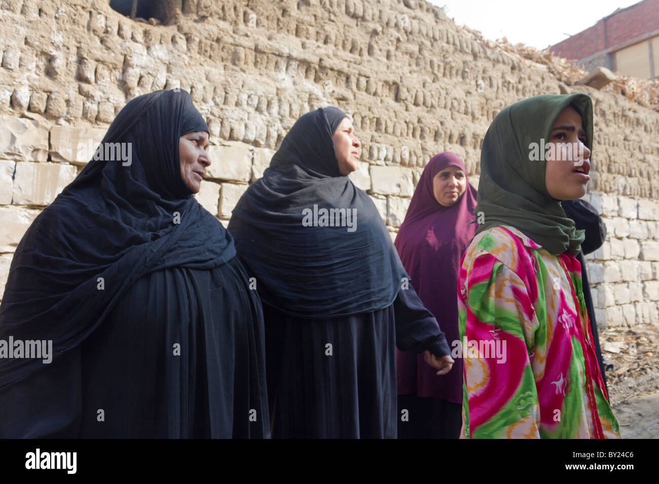 Dorfbewohner in Burunbil Dorf, Bani Soueif, Ägypten Stockfoto