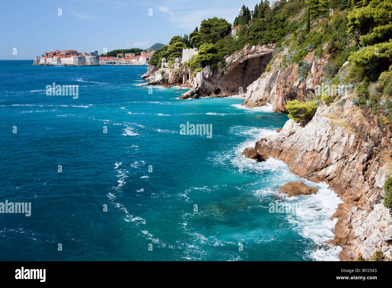 Adria-Küste in Kroatien, Süd-Dalmatien, in der Nähe von Dubrovnik Stockfoto