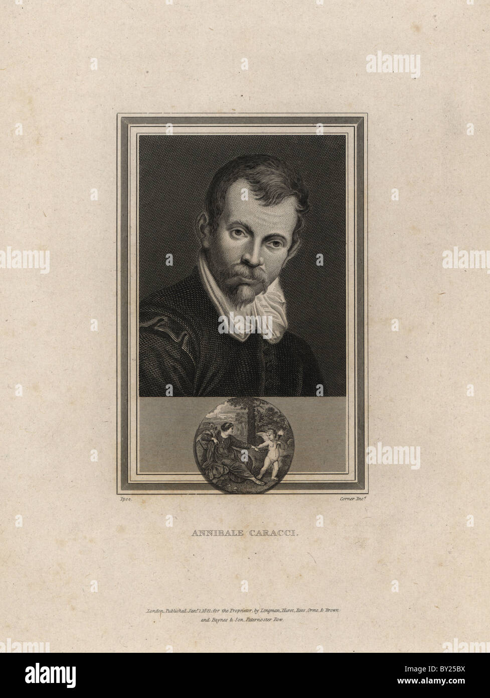 Selbstporträt von Annibale Caracci (1560-1609), Künstler der italienischen Geschichte. Stockfoto