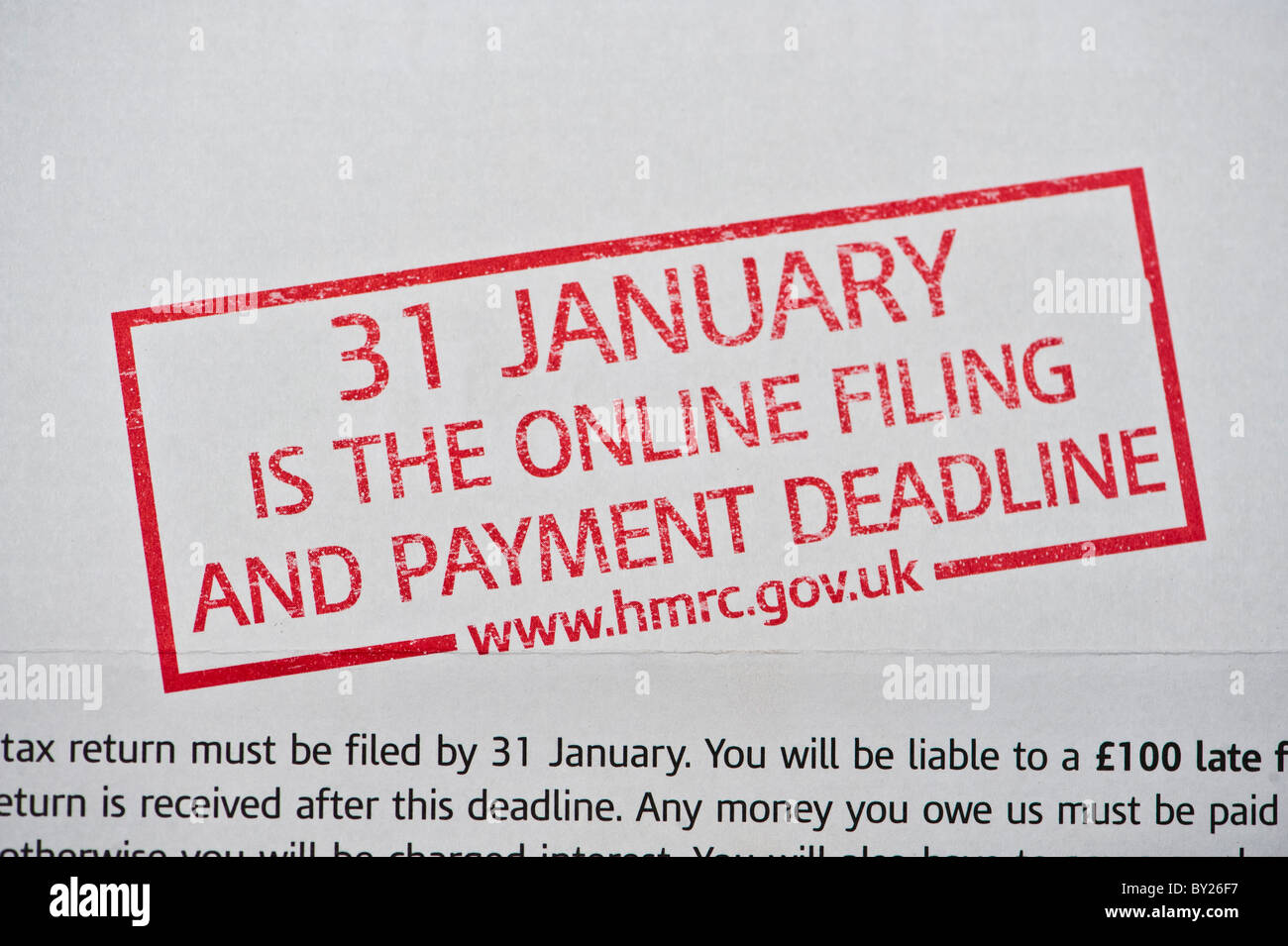 31 Januar UK Steuerbescheid Frist Stockfoto