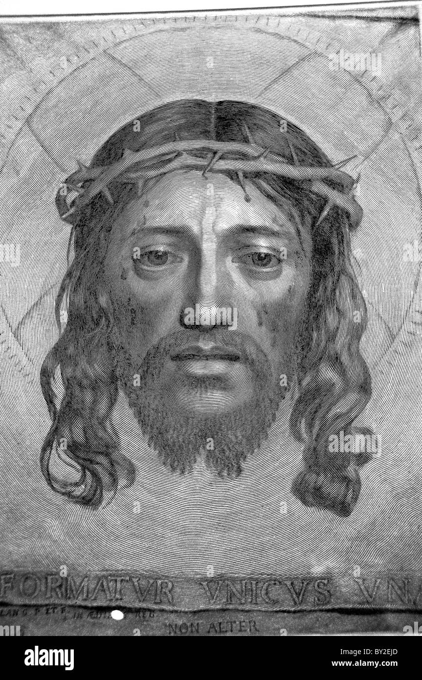 Claude Mellan Maler Gravur Christus Jesus The Sudarium die Serviette von Veronica im Angesicht Christi 1649 Stockfoto