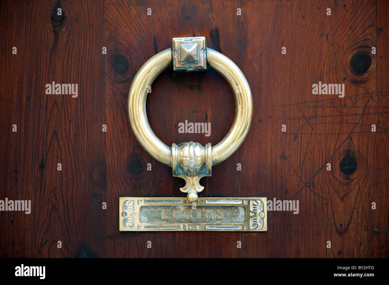 Briefkasten und Klopfer Altstadt Palma Mallorca Stockfoto