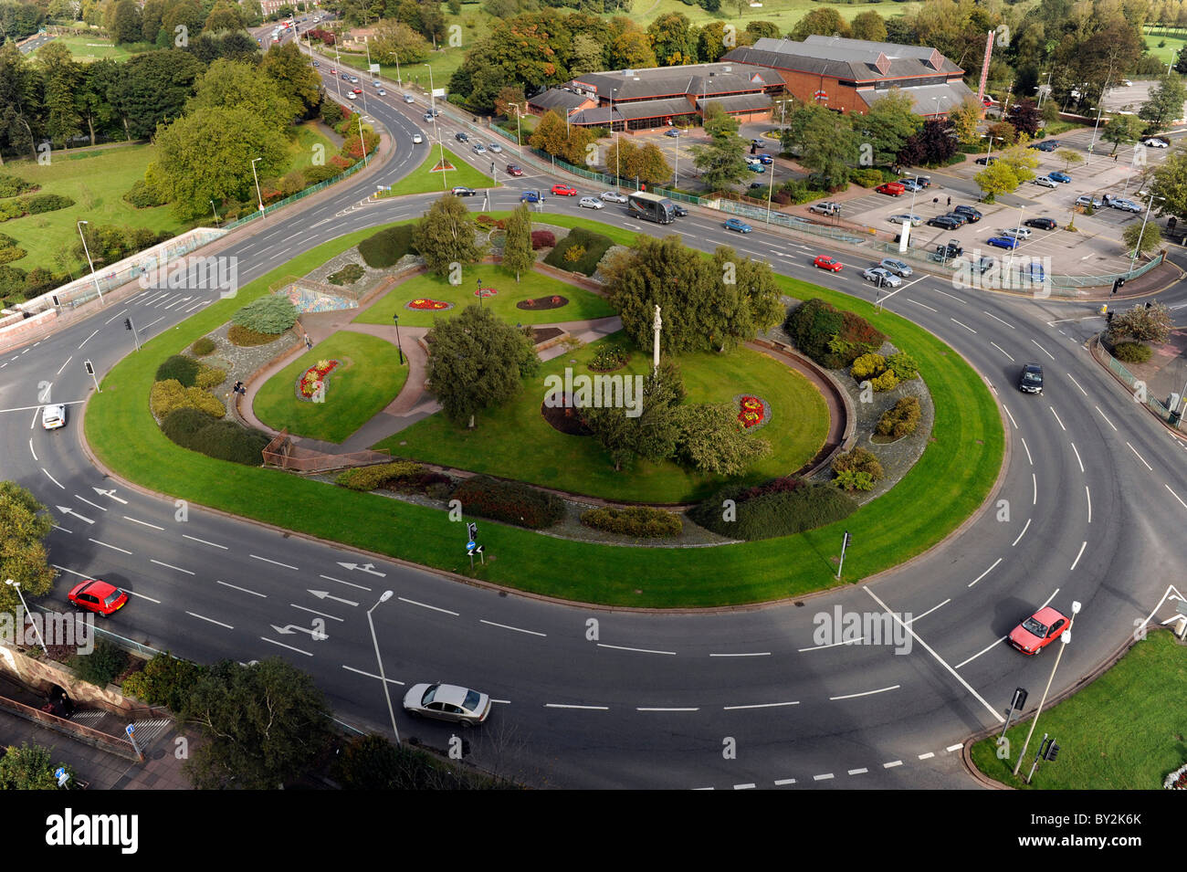 Aerial Hardwicke Zirkus Kreisverkehr, Carlisle Stockfoto