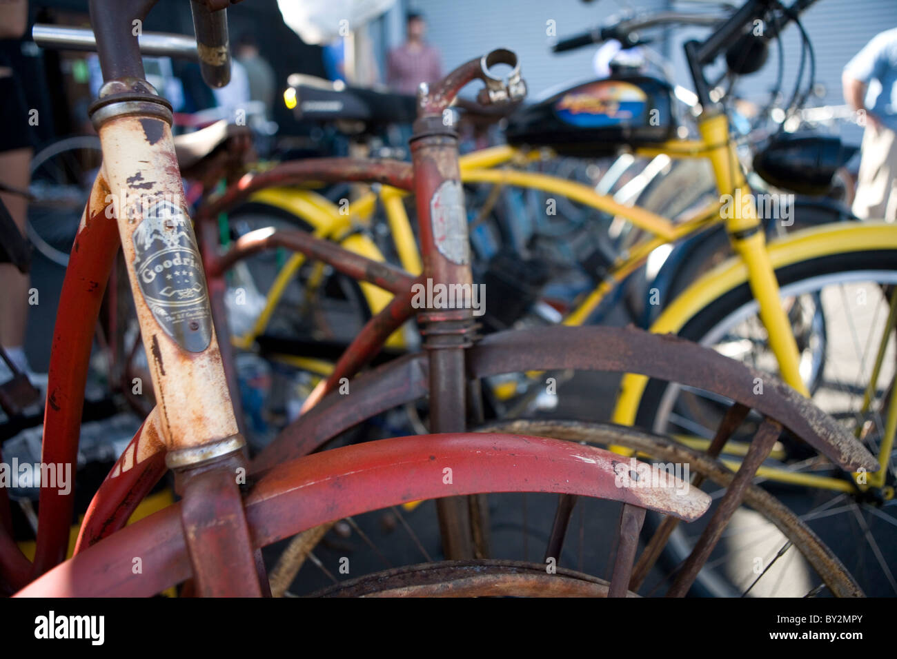 Nahaufnahme der Oldtimer Fahrräder Stockfoto