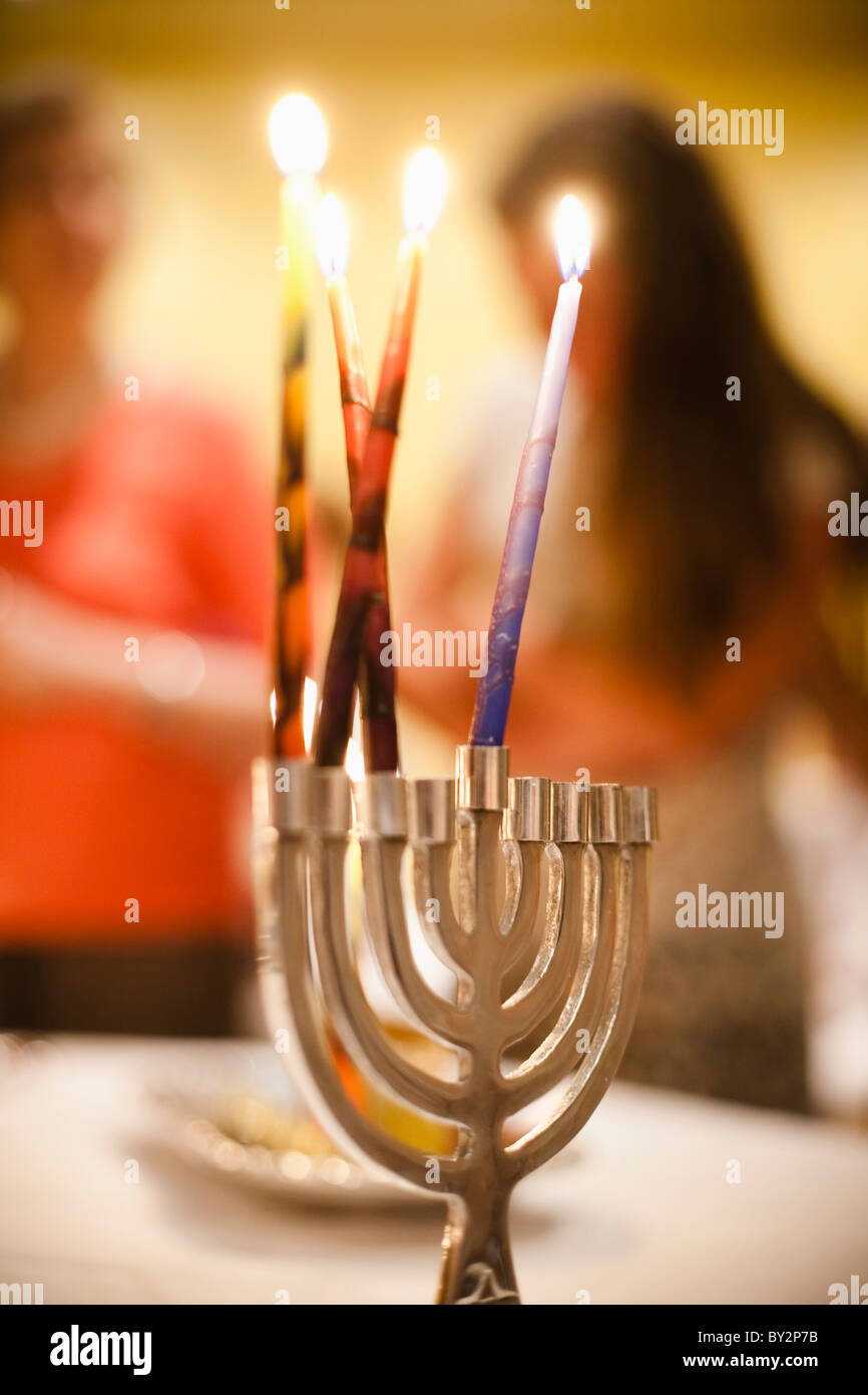 eine jüdische-Kerze-Halter (Menorah) Chanukka-Feier in Buenos Aires, Argentinien Stockfoto