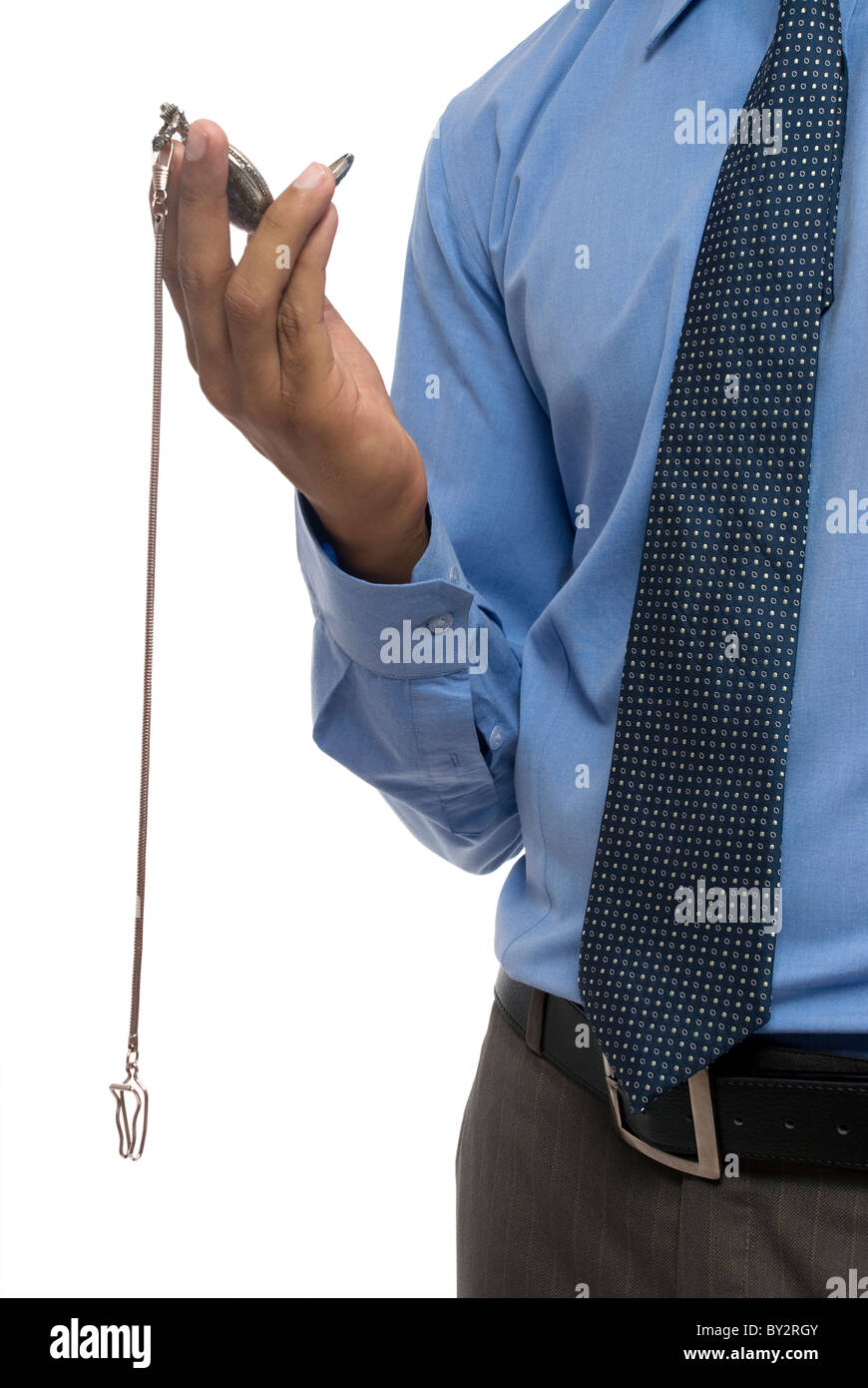 Ein Geschäftsmann mit einer Taschenuhr Stockfoto