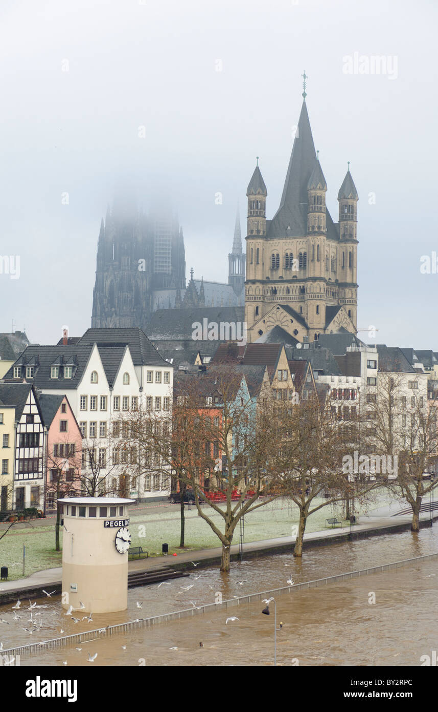 Die überfluteten Stadt Köln im Jahr 2011 Stockfoto