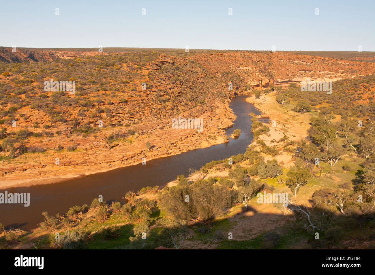 Blick hinunter auf die der Murchison River, Kalbarri National Park, Western Australia Stockfoto