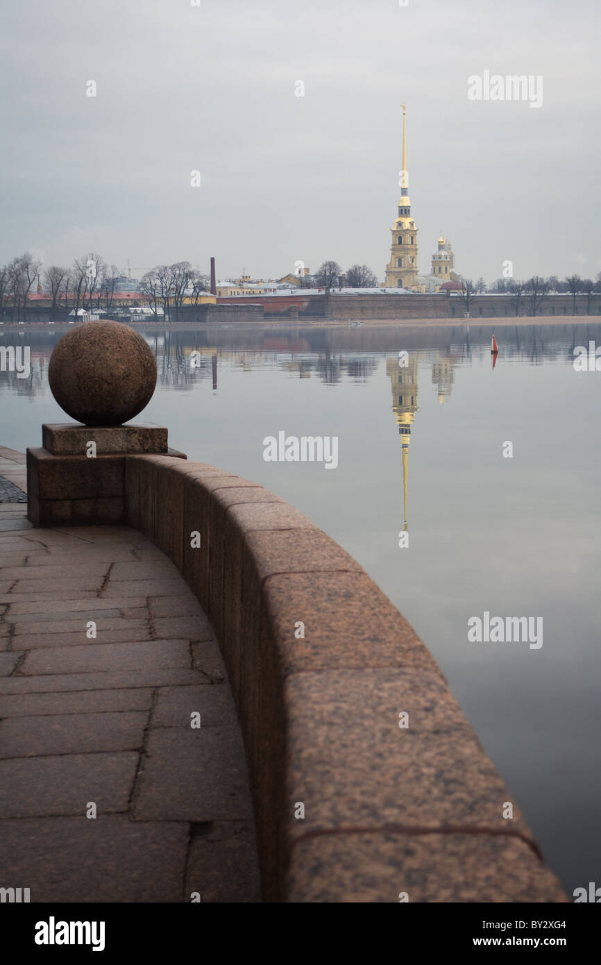 Nehrung vasilievsky Insel des Flusses Neva, St. Petersburg, Russland. Stockfoto