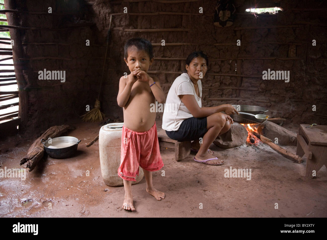 Kolumbien Tamaquitos (in der Nähe von Cerrejón Coal Mine): die Gemeinschaft der 38 Familien definiert sich Wayuu. Stockfoto