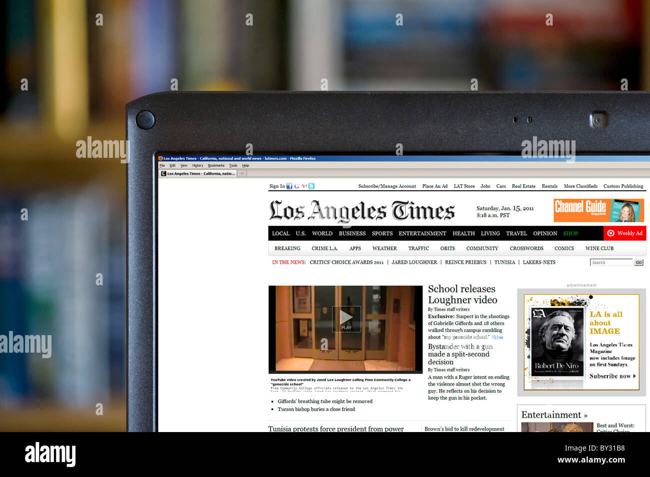 Durchsuchen der Los Angeles Times-Website auf einem Laptopcomputer, U.S. Stockfoto