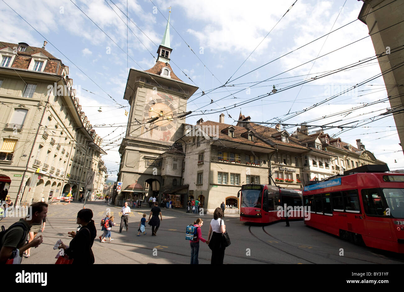 Der Uhrturm in der Altstadt, Bern, Schweiz Stockfoto