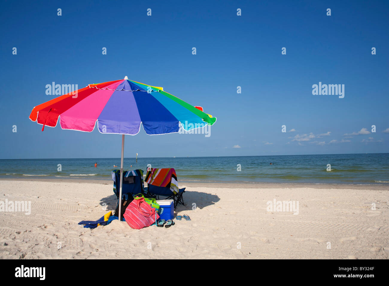 Sonnenschirm am Clearwater Beach, FL Stockfoto