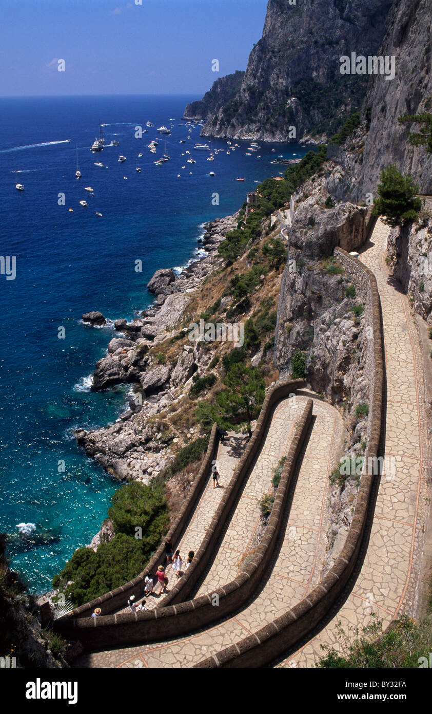 Via Krupp von Augustus Garten, Marina Piccola erbaut 1902 von Friedrich Alfred Krupp, Capri, Italien Stockfoto