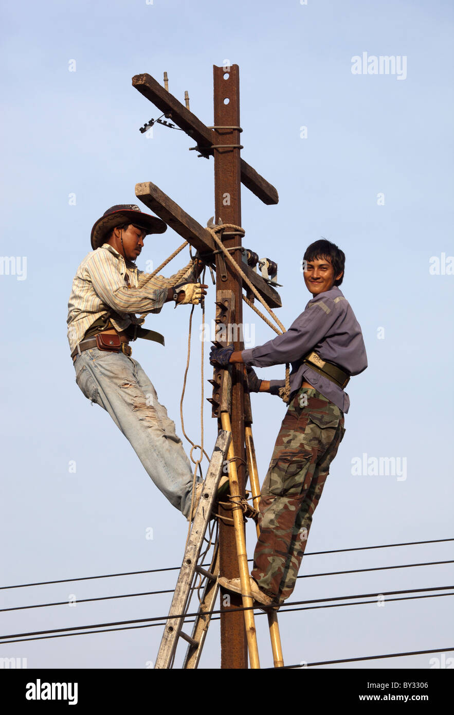 Telecom Ingenieure Hua Hin Thailand Stockfoto