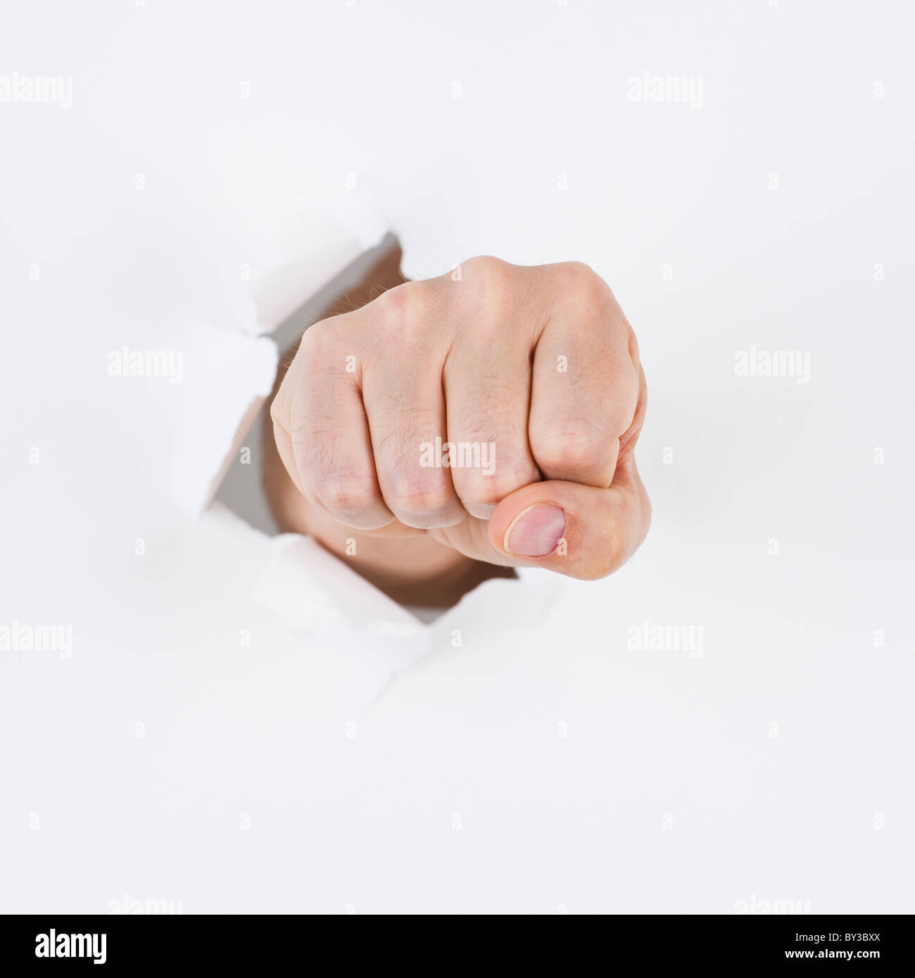 Hand auf weißem Hintergrund Stockfoto