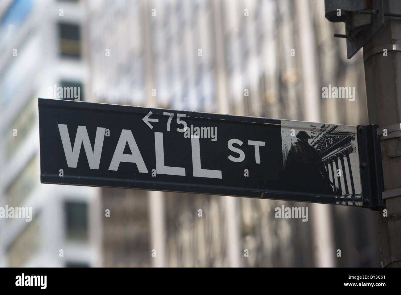 USA, New York City, Manhattan, Wallstreet Schild Stockfoto