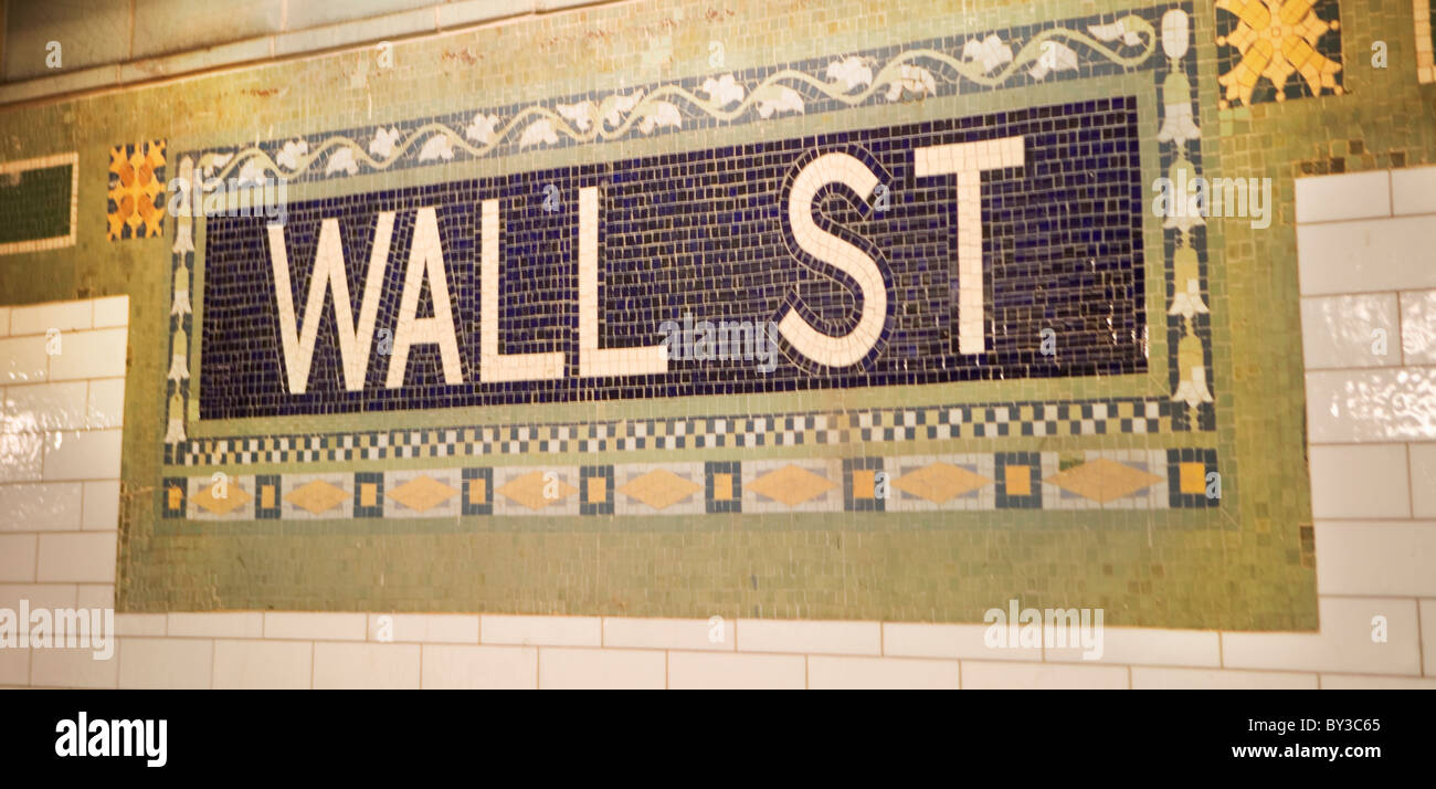 USA, New York City, Manhattan, Wallstreet Schild Stockfoto