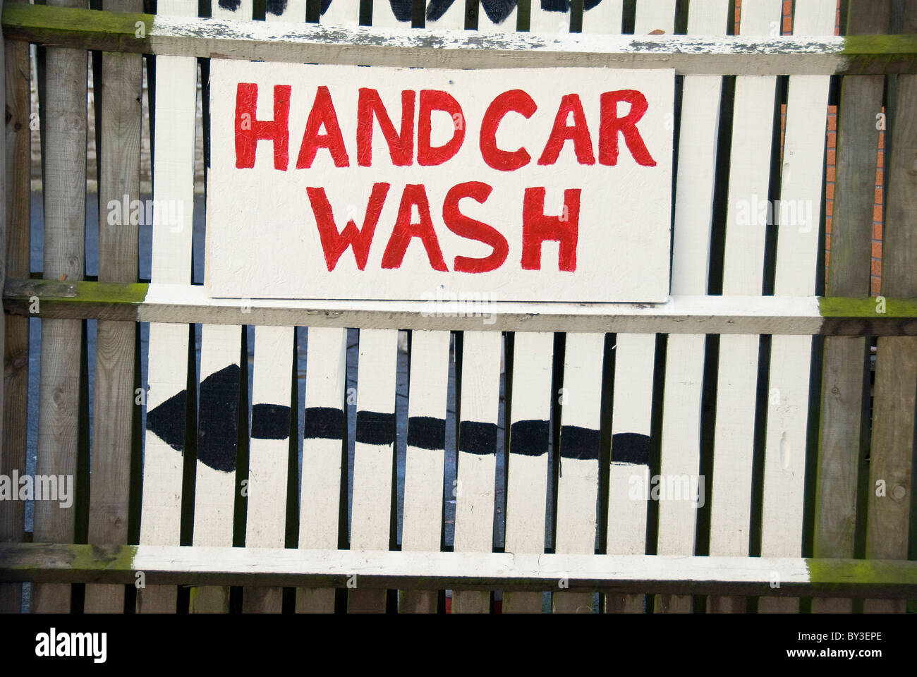 Hand-Autowäsche Schild, England, UK Stockfoto