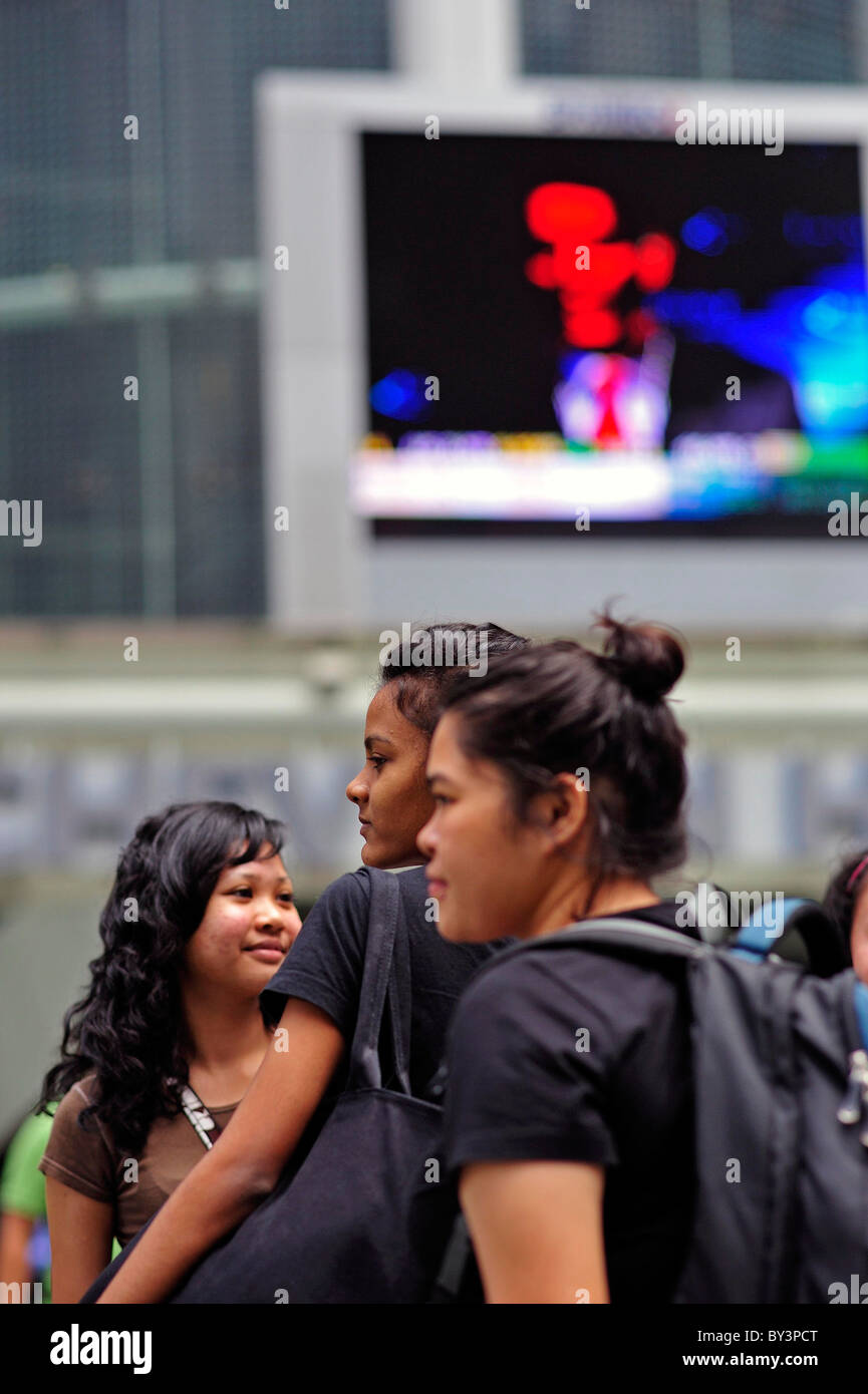 Freunde Raffles Place Geschäftsviertel Singapur Stockfoto