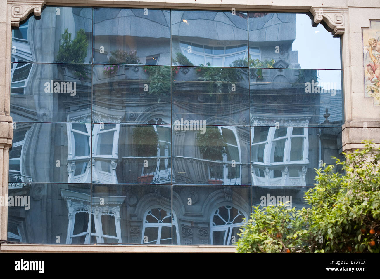 Fenster Reflexionen Vigo Spanien Stockfoto