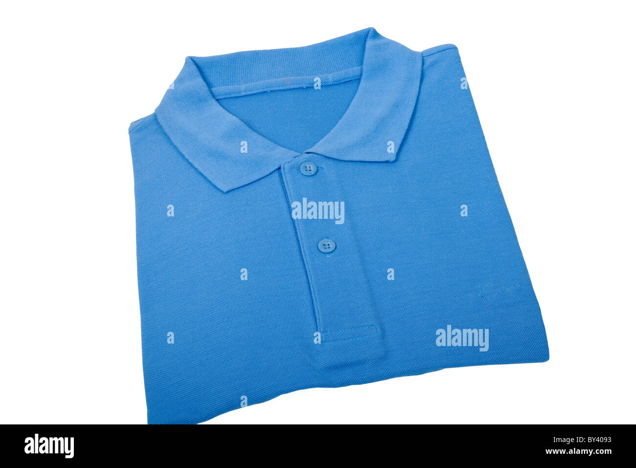 Neue blaue Sport-Shirt isoliert auf weißem Hintergrund Stockfoto