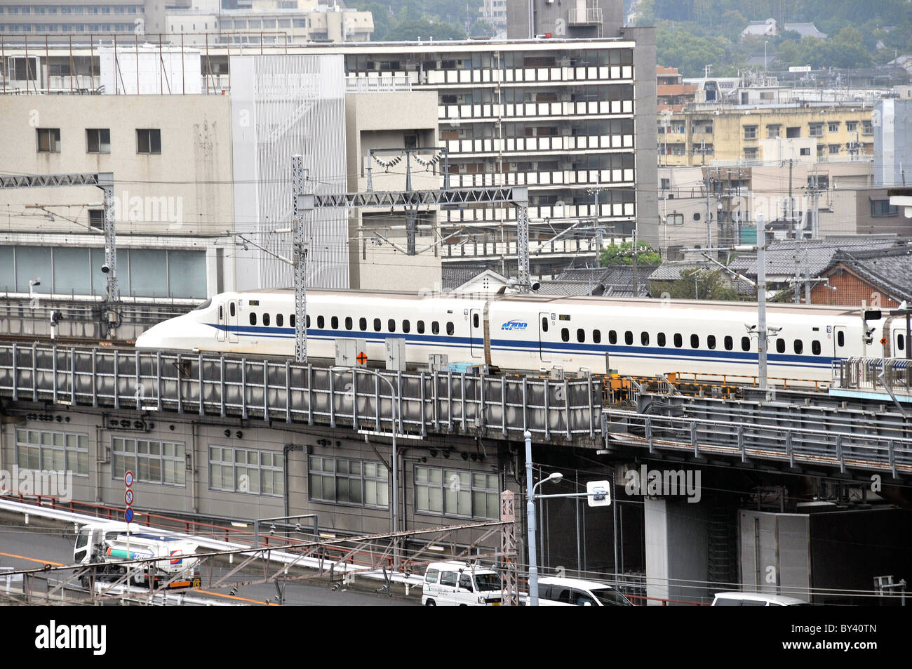 Shinkansen Zug Bahnhof Kyoto Japan Stockfoto