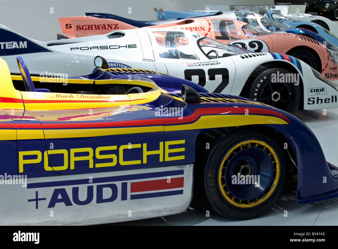 Deutschland, Stuttgart, Porsche Museum, Le Mans-Rennfahrer Stockfoto