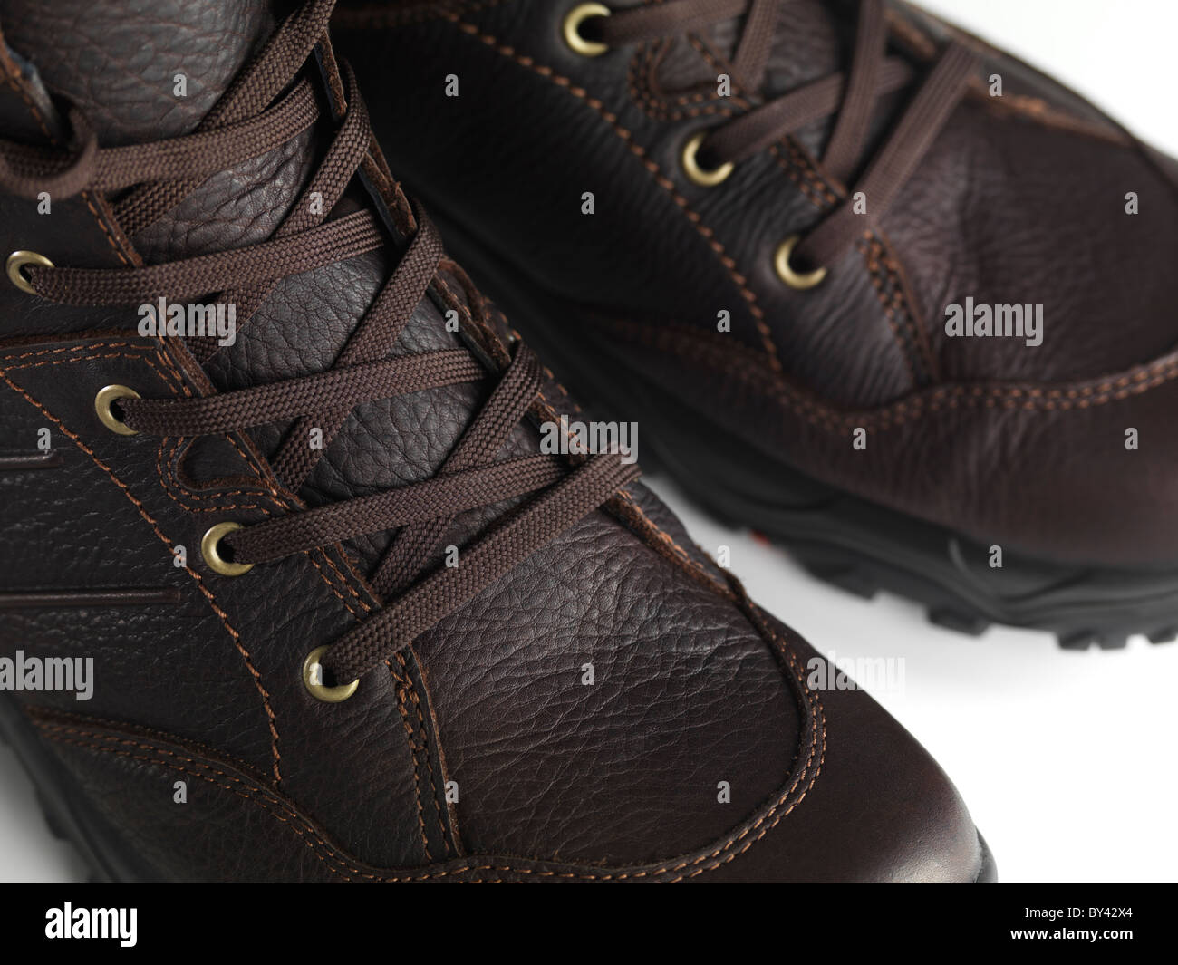 Winter-Lederstiefel closeup Stockfoto